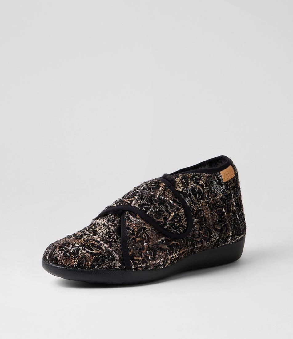 Foffie Xw Black Multi Fabric Slippers