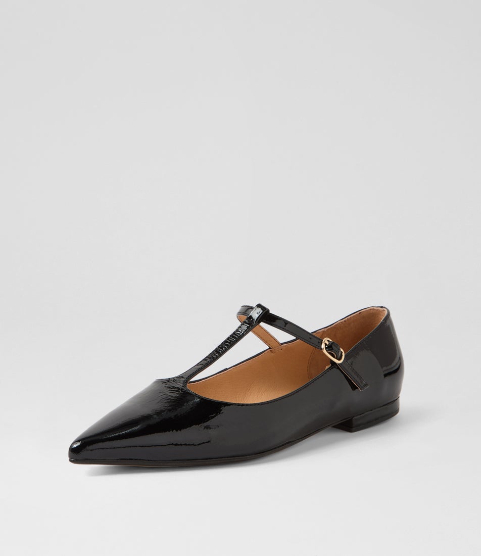 Aprils Black Patent Leather Flat Shoes