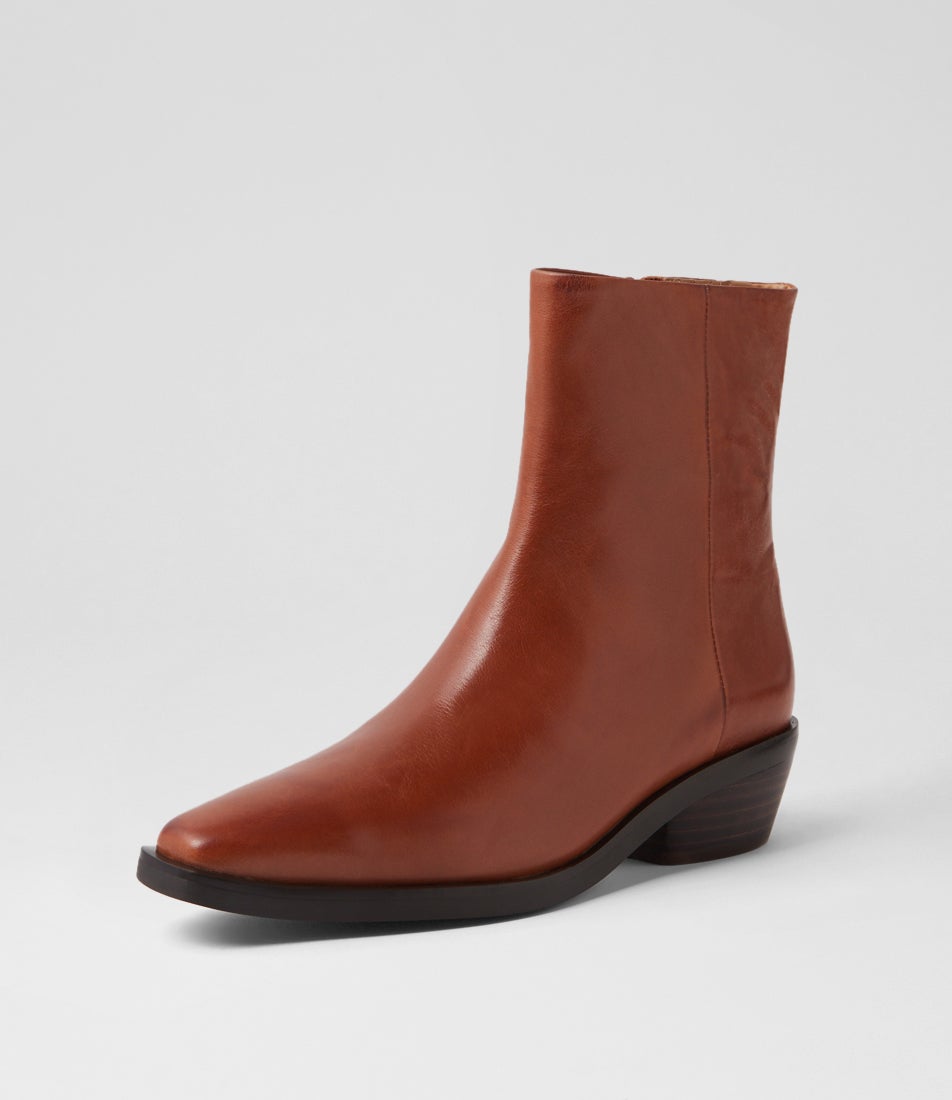 Fyona Dark Rum Brown Leather Ankle Boots