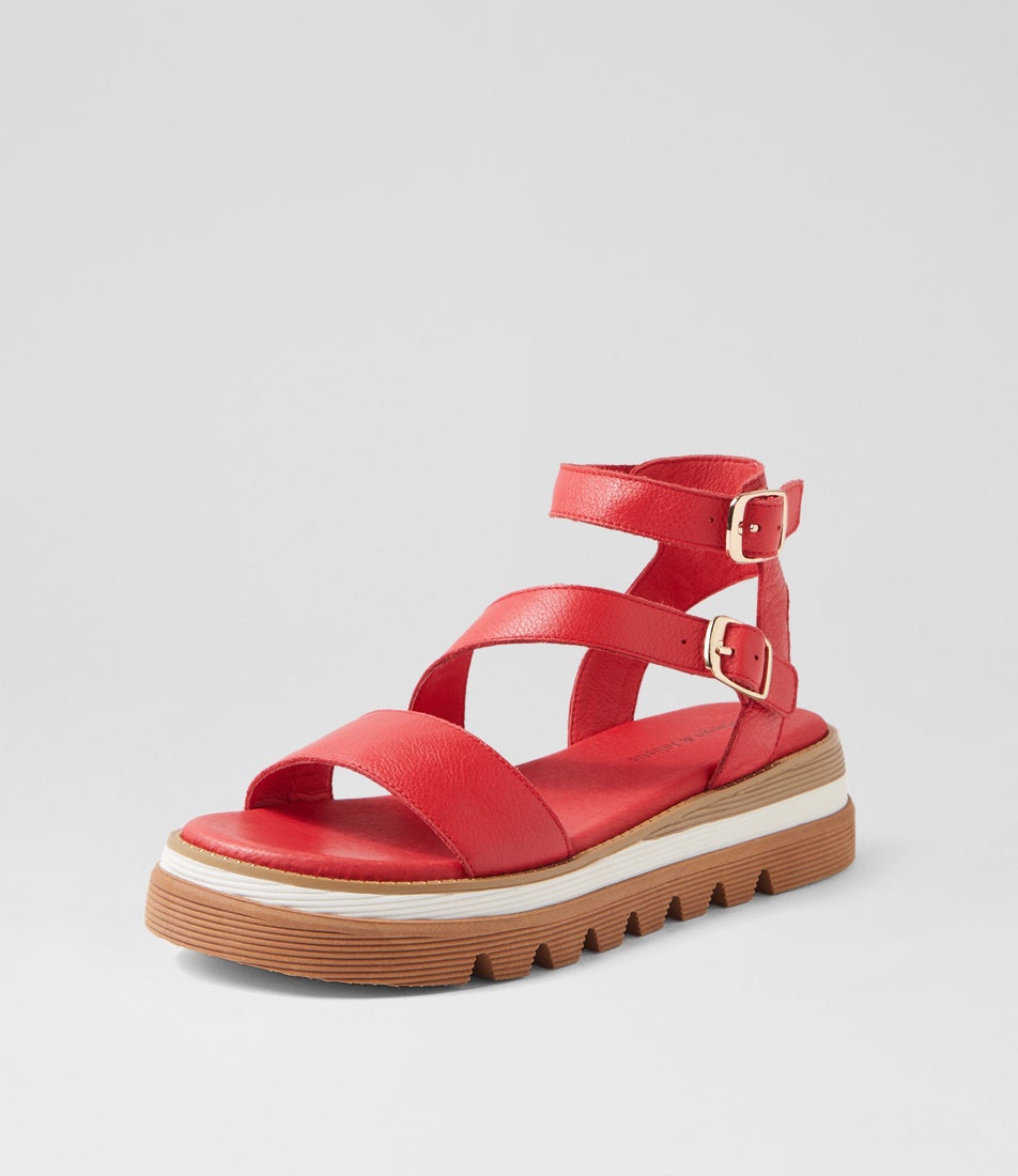 Selima Red Leather Sandals