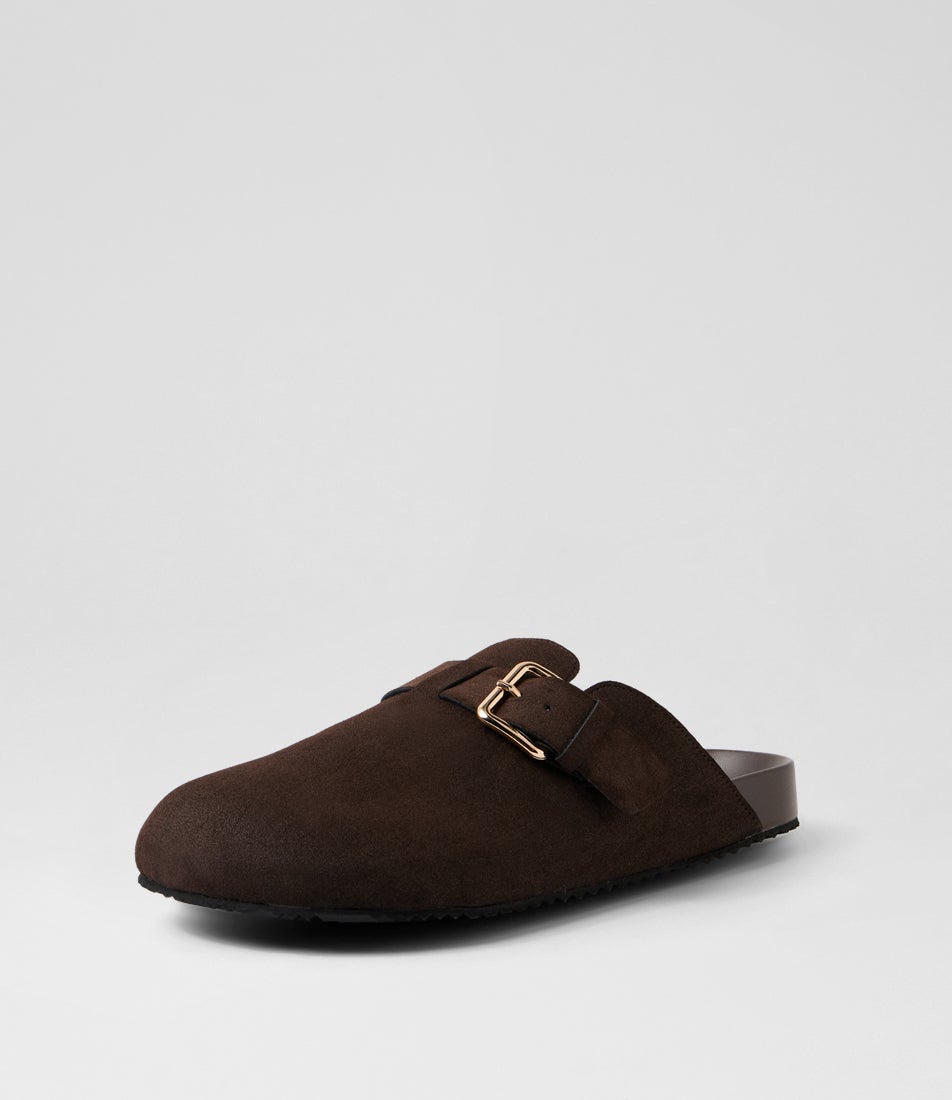 Princeton Bitter Chocolate Suede Mules