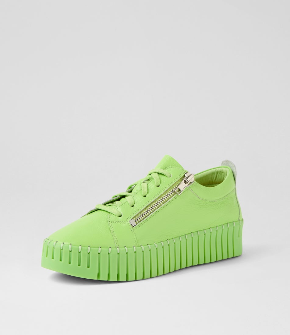 Bump Light Lime Leather Sneakers