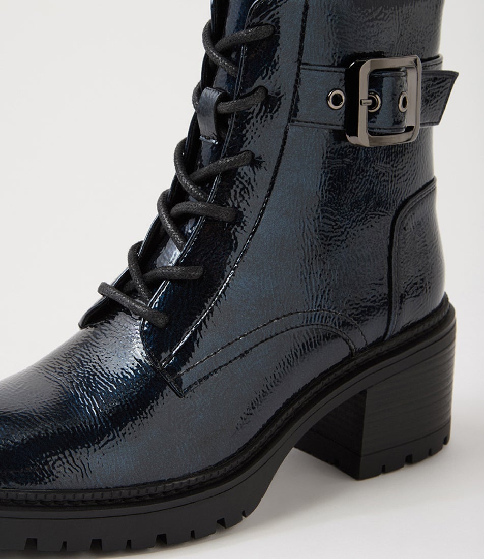 Nuttish Navy Patent Pu Ankle Boots Nuttish Navy Patent Pu Ankle Boots