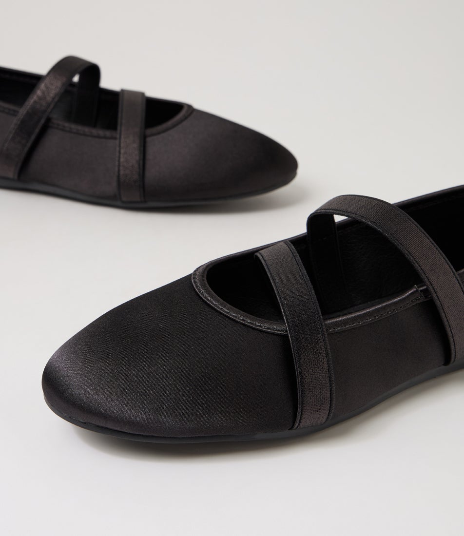Dancer Black Fabric Flat Shoes