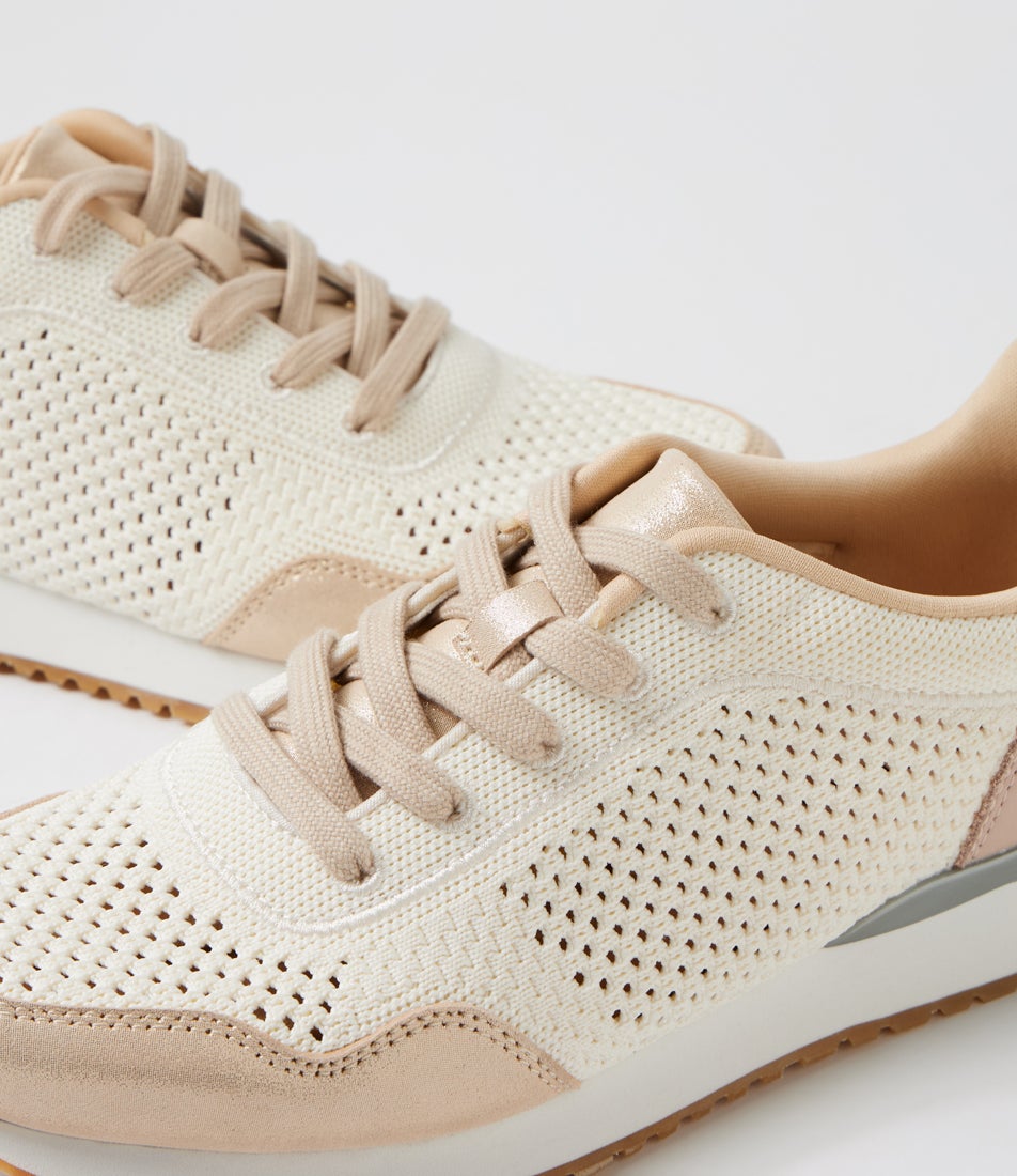 Imma Metallic Cream Leather Sneakers