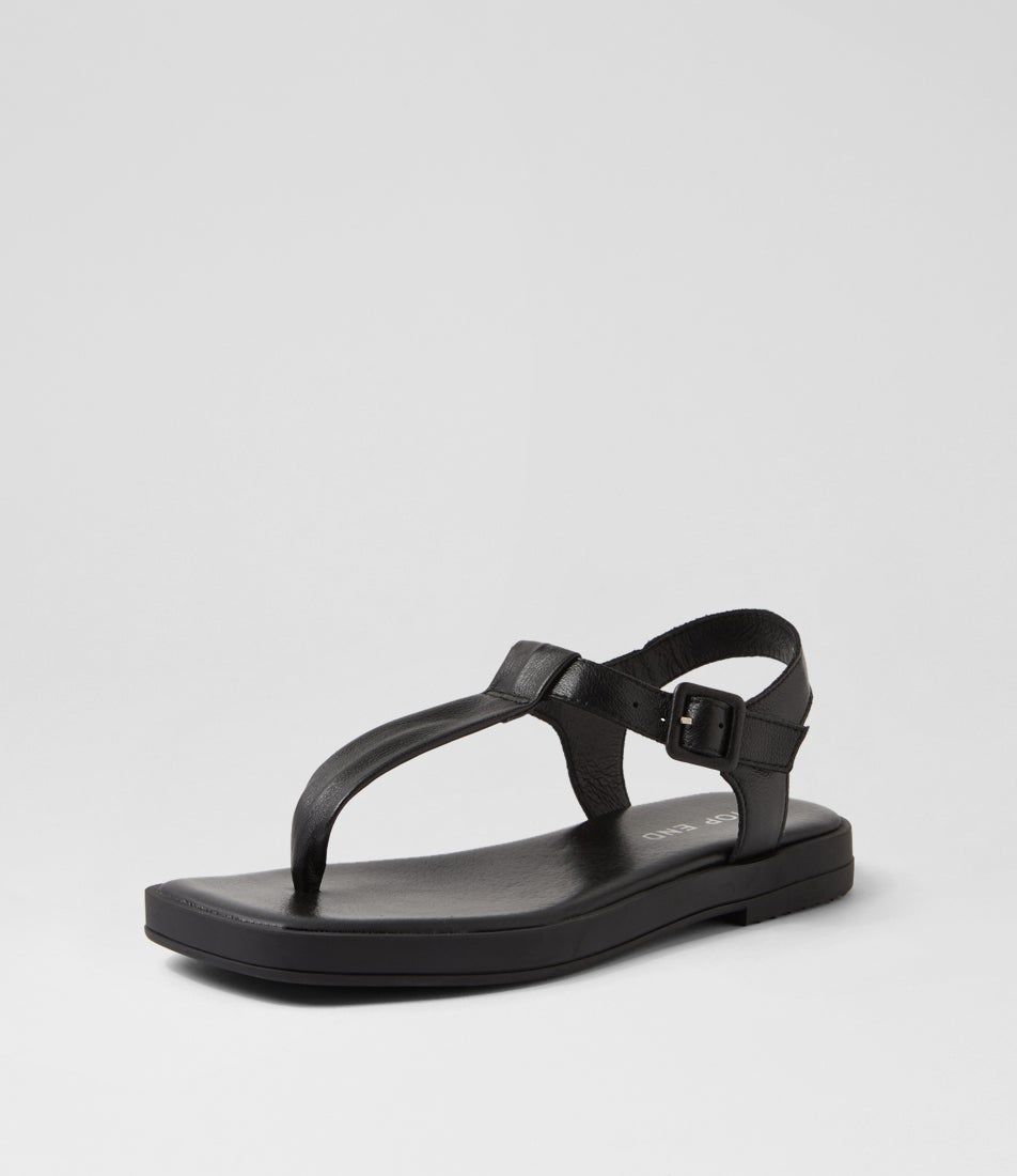 Tucsuny Black Leather Sandals