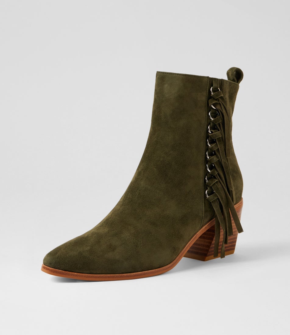 Joday Khaki Suede Ankle Boots
