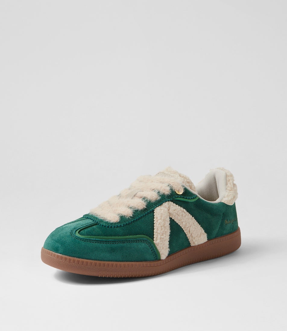 Elite Classic Green Cream Sherpa Suede Sneakers
