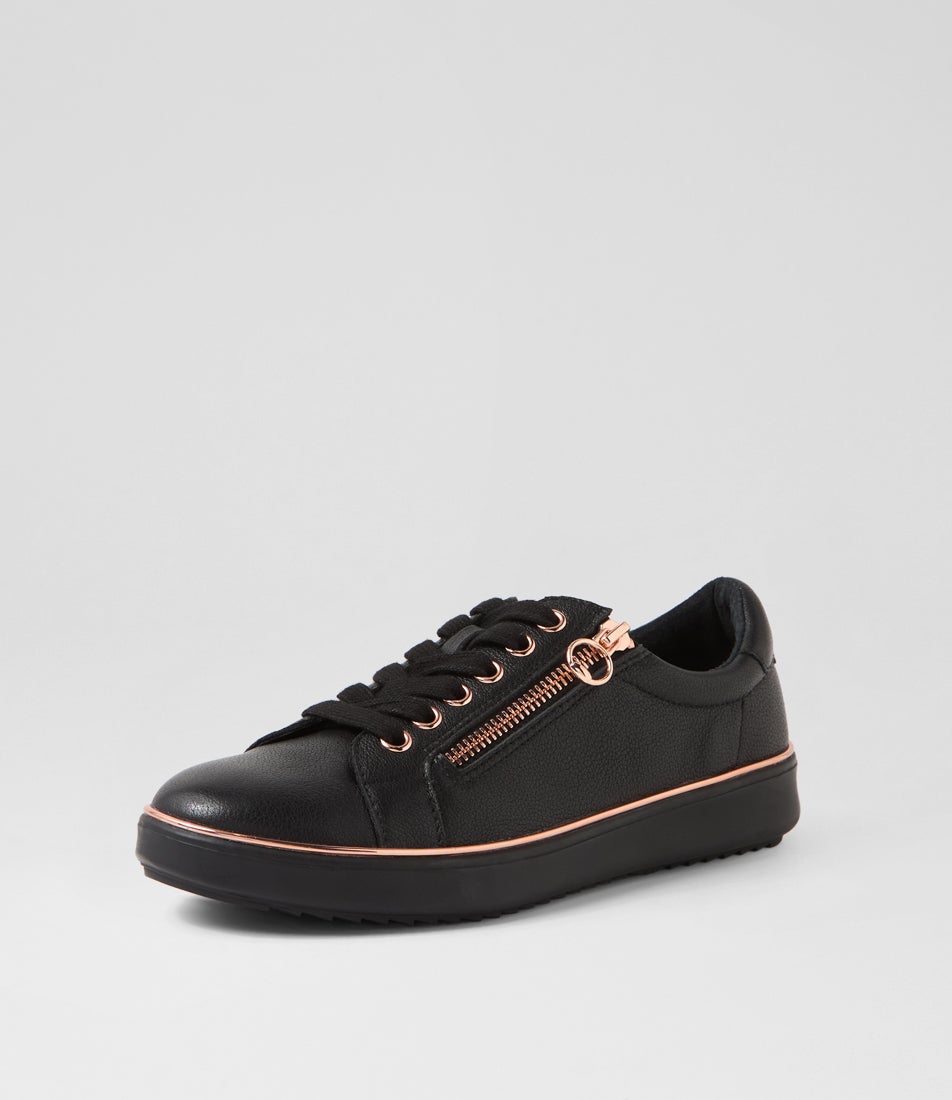 Lincon D Black Rose Gold Leather Sneakers Lincon D Black Rose Gold Leather Sneakers