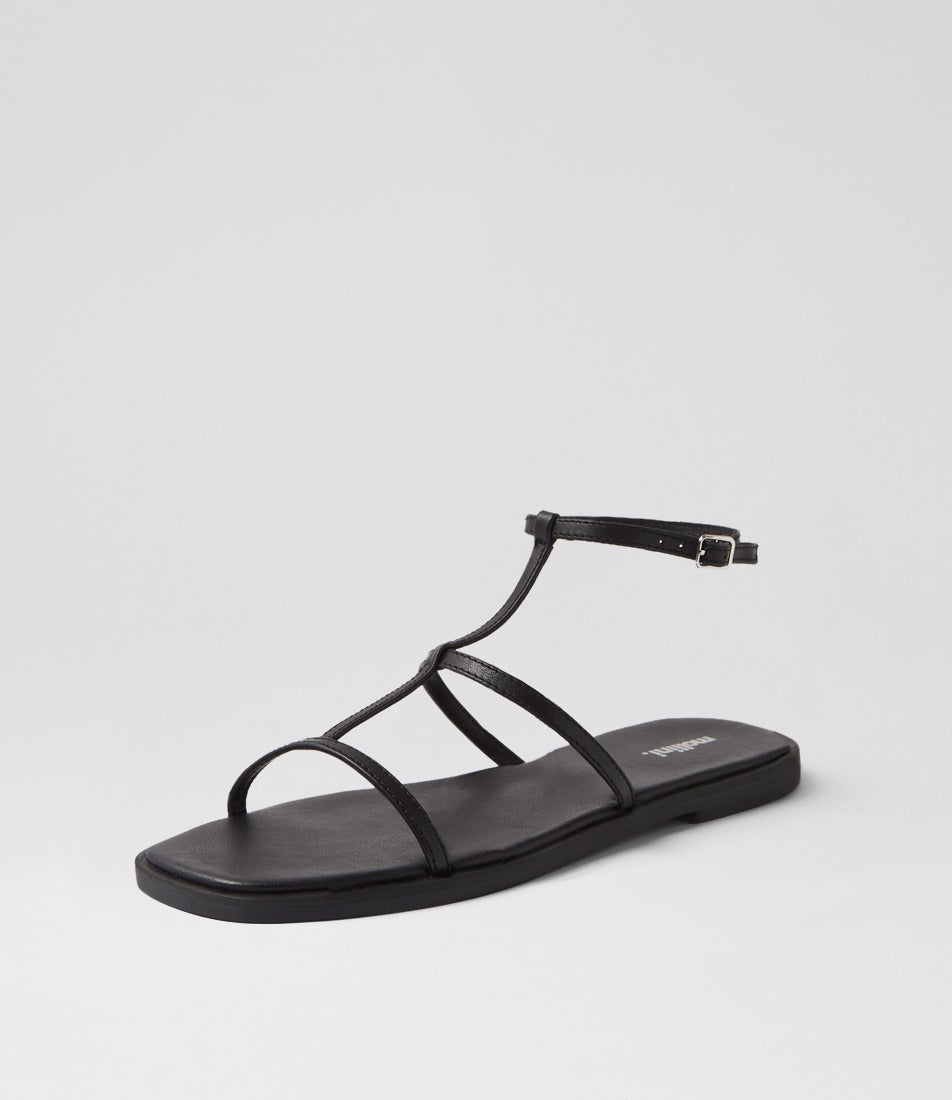 Jaylen Black Leather Sandals