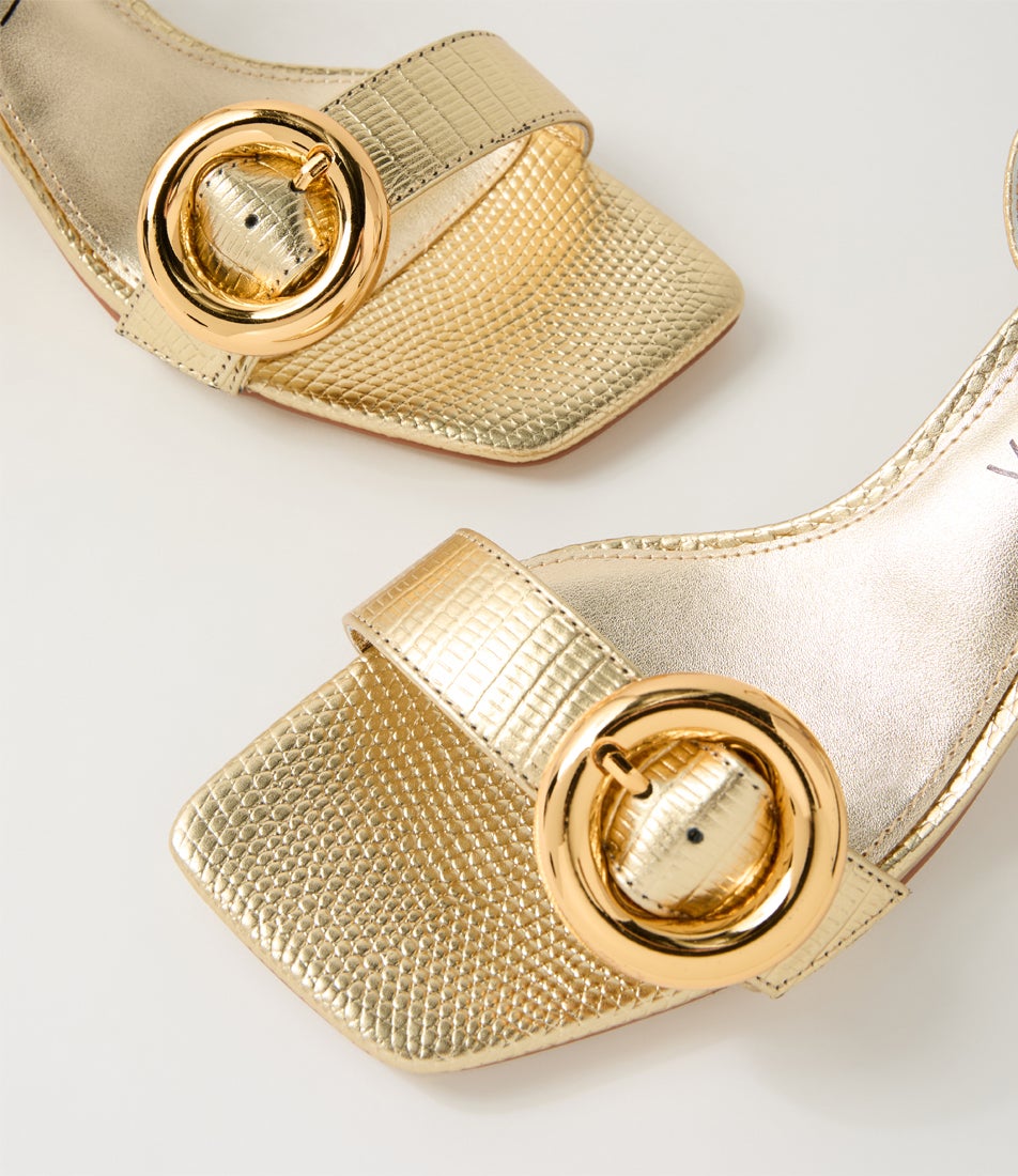 Intellect Gold Leather Sandals