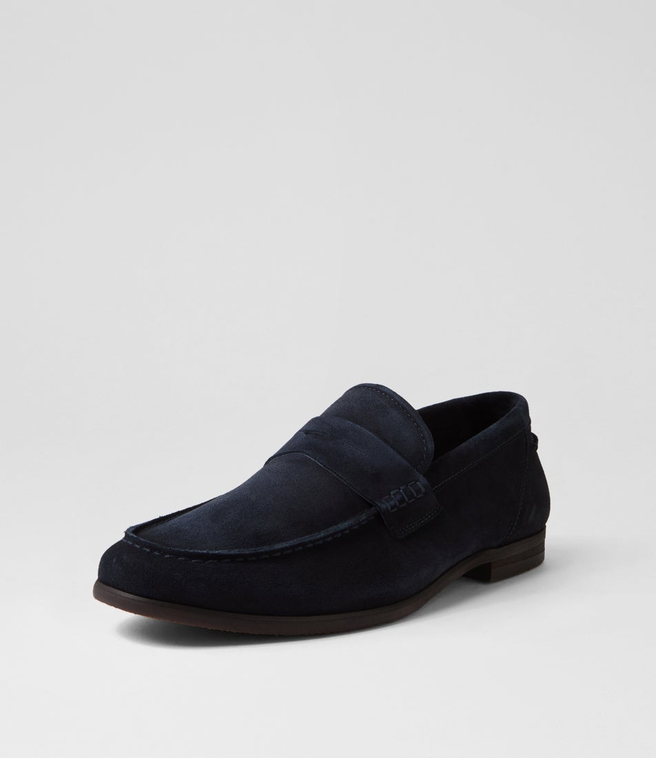 George Navy Suede Loafers