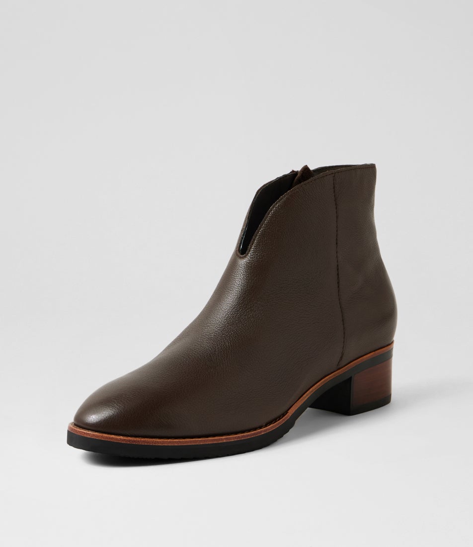 Talula Choc Leather Ankle Boots