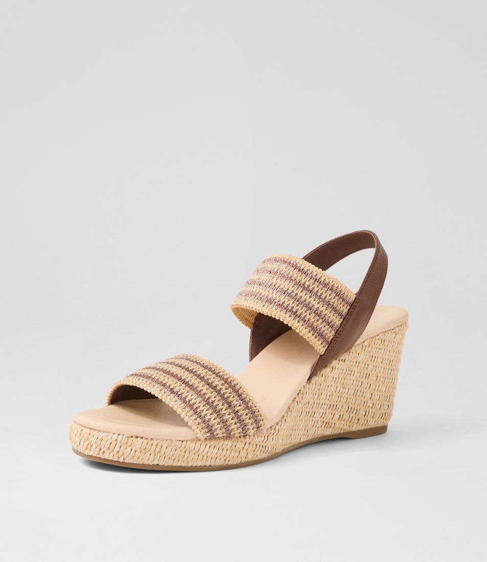 Piveys Choc Natural Fabric Sandals
