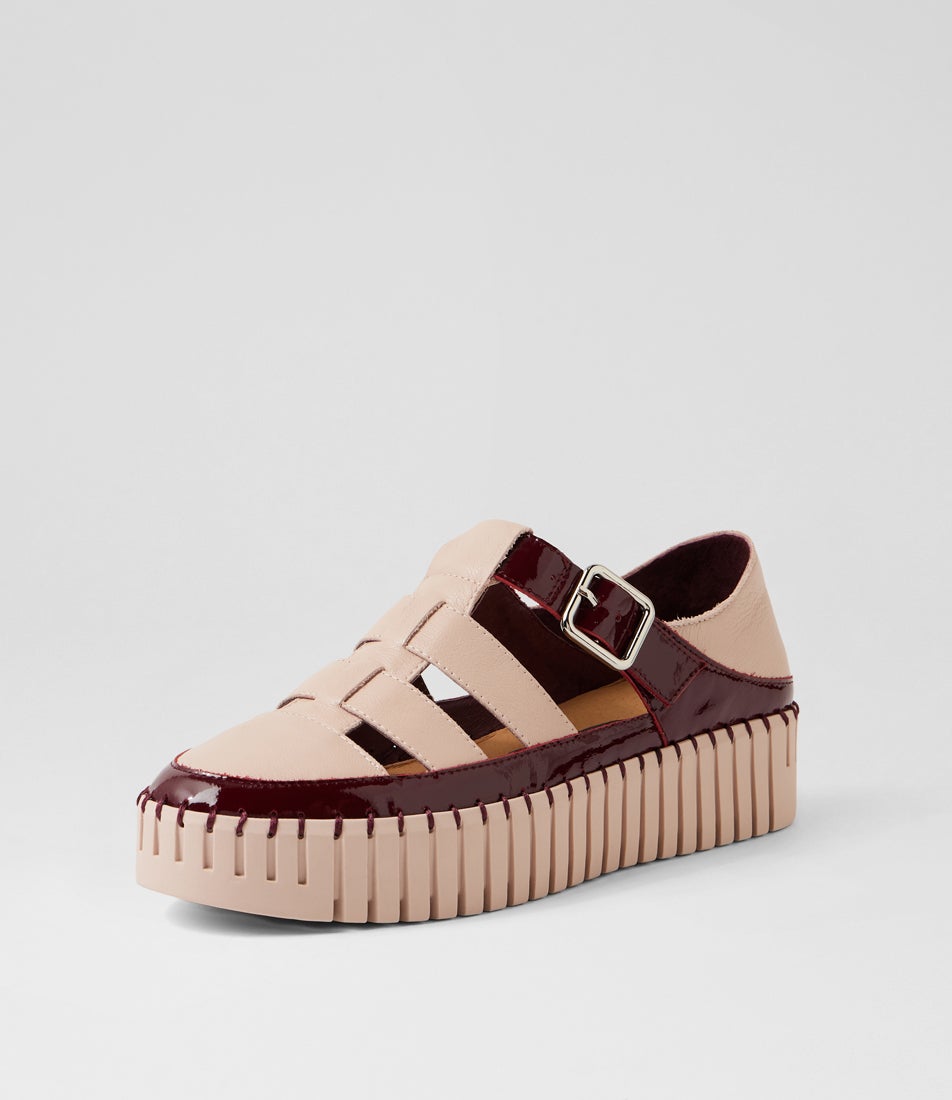 Baytown Burgundy Nude Patent Leather Flat Shoes Baytown Burgundy Nude Patent Leather Flat Shoes