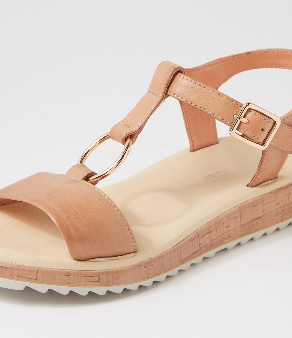 Onights Dark Tan Almond Leather Sandals