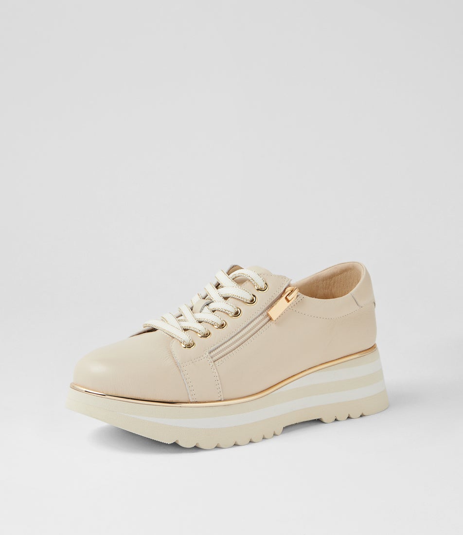 Eammes Milk Leather Lace Up Flats