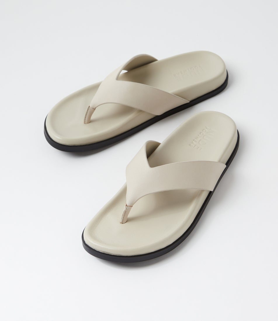 Shiv Cream Leather Thongs