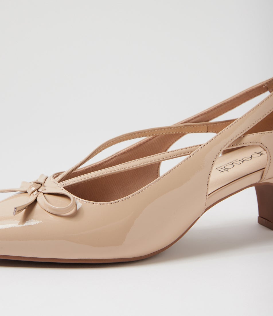 Lantana Almond Natural Patent Leather Heels