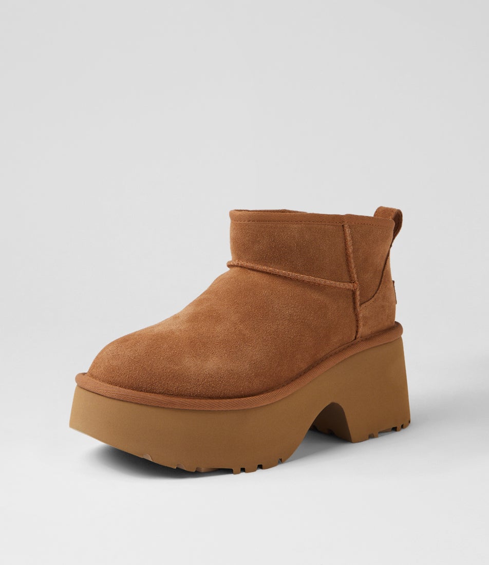 Ultra Mini New Heights Chestnut Suede Ankle Boots