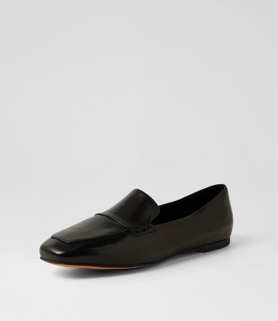 Nepeta Black Luxe Leather Flat Shoes