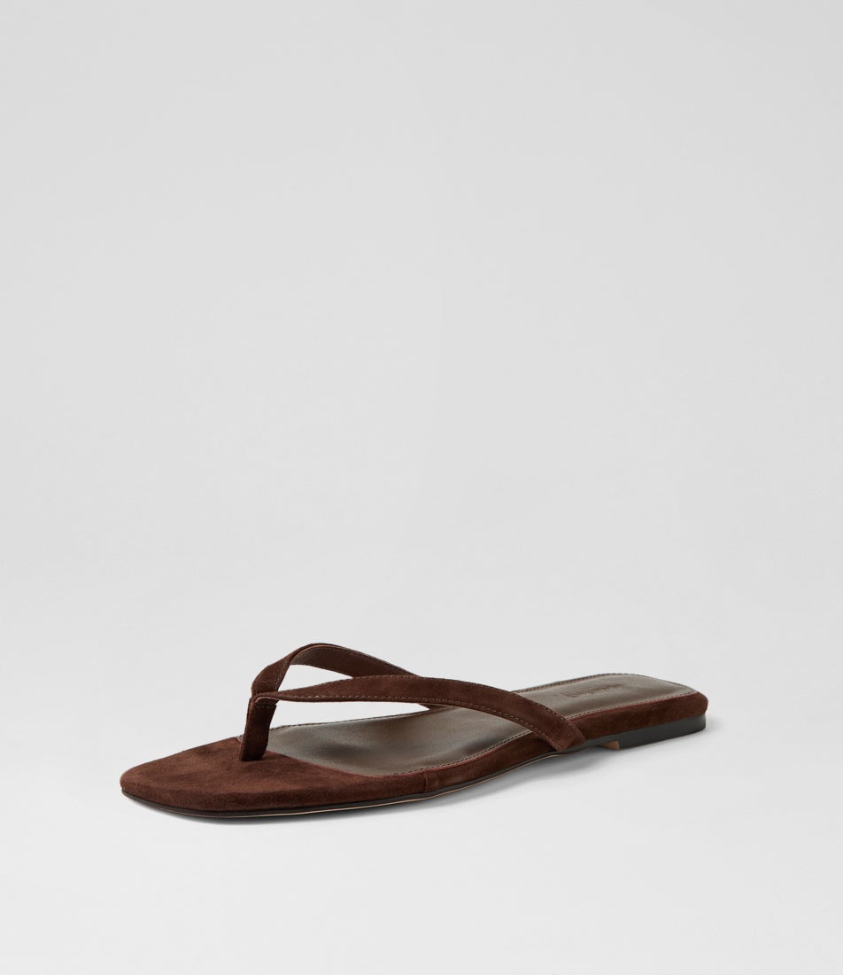 Reille Choc Suede Thongs