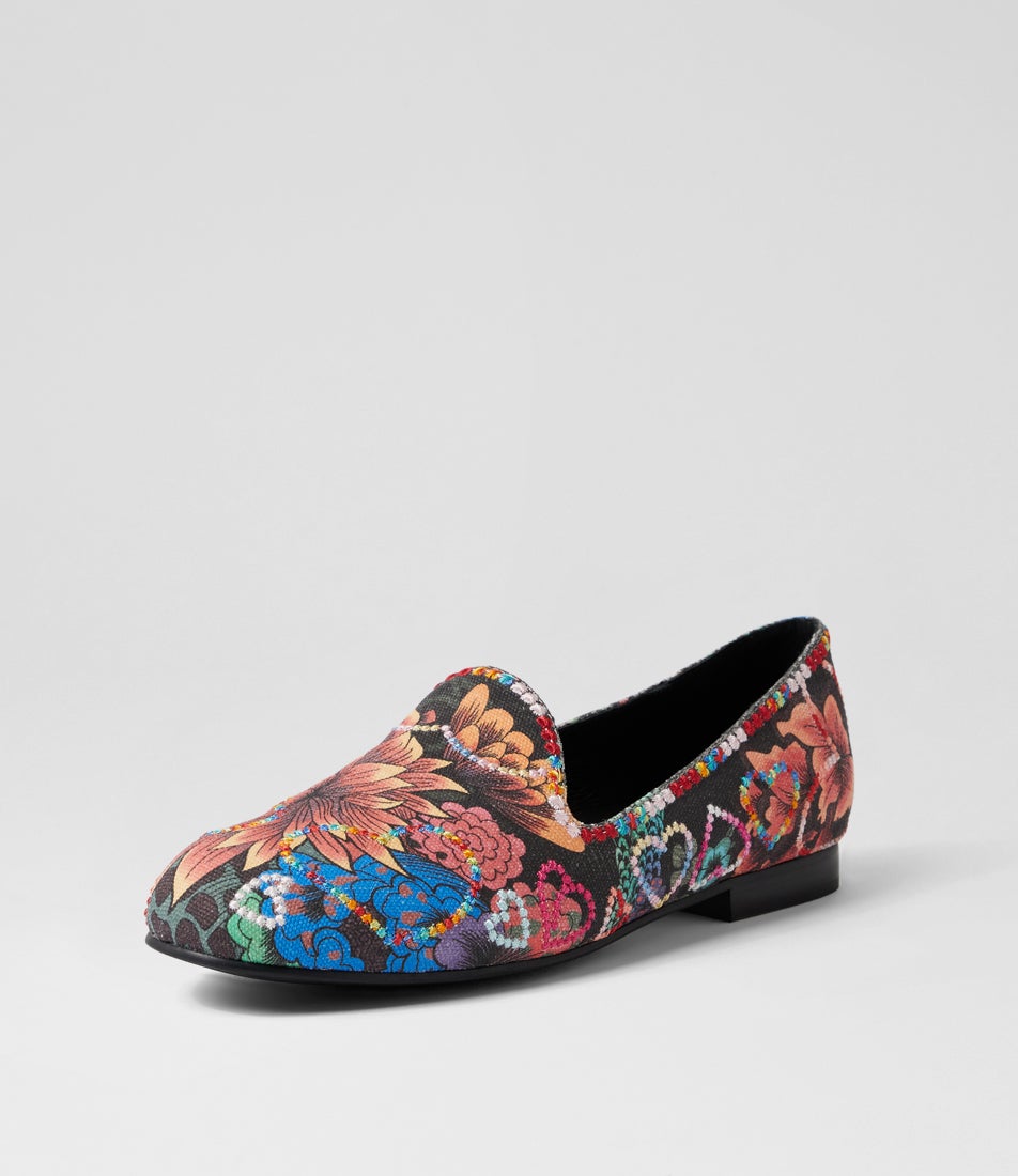 Giggly Black Multi Loafers