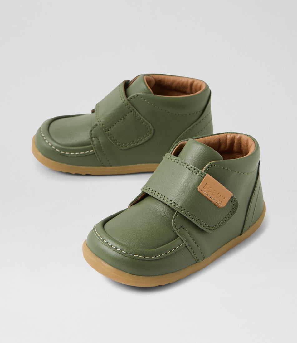 Su Grover Toddler Bronze Green Leather Ankle Boots