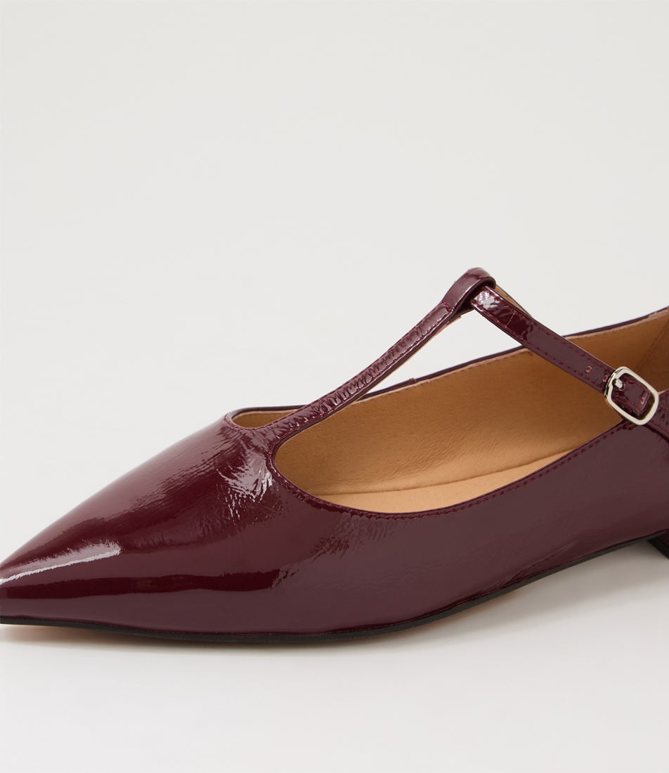 Aprils Bordeaux Patent Leather Flat Shoes