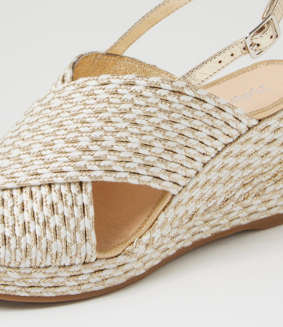 Paisleya White Gold Leather Sandals