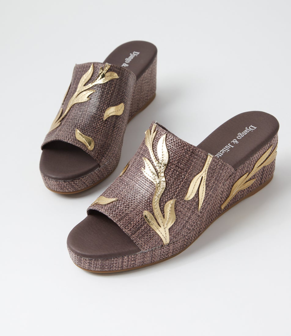 Montana Mocca Gold Fabric Sandals