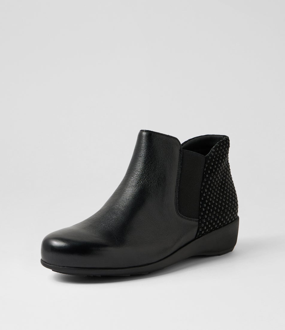 Sello Xw Black Check Leather Ankle Boots