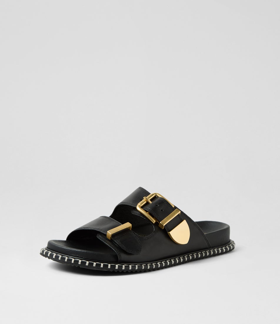 Iyami W Black Leather Sandals