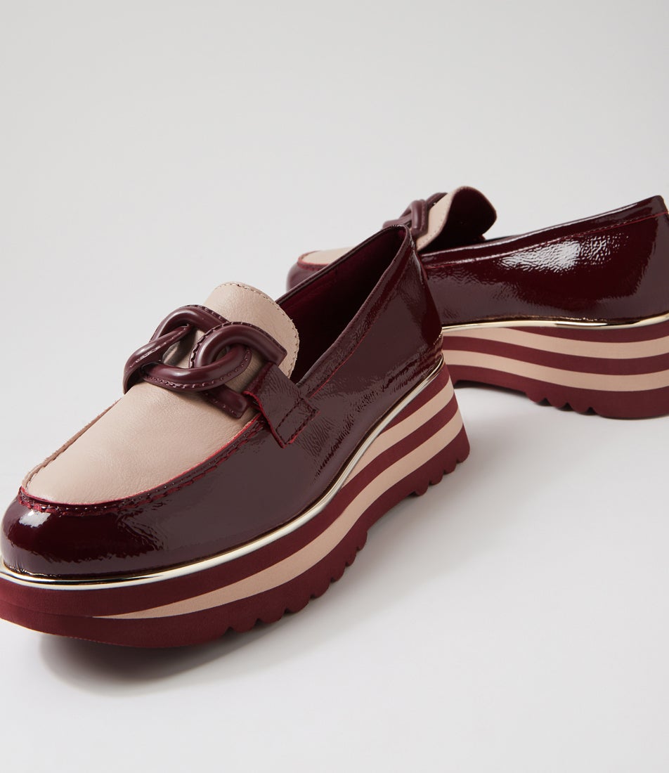 Eaila Wine Nude Patent Leather Loafers