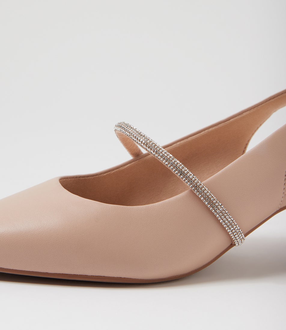 Lilium Nude Leather Jewels Heels