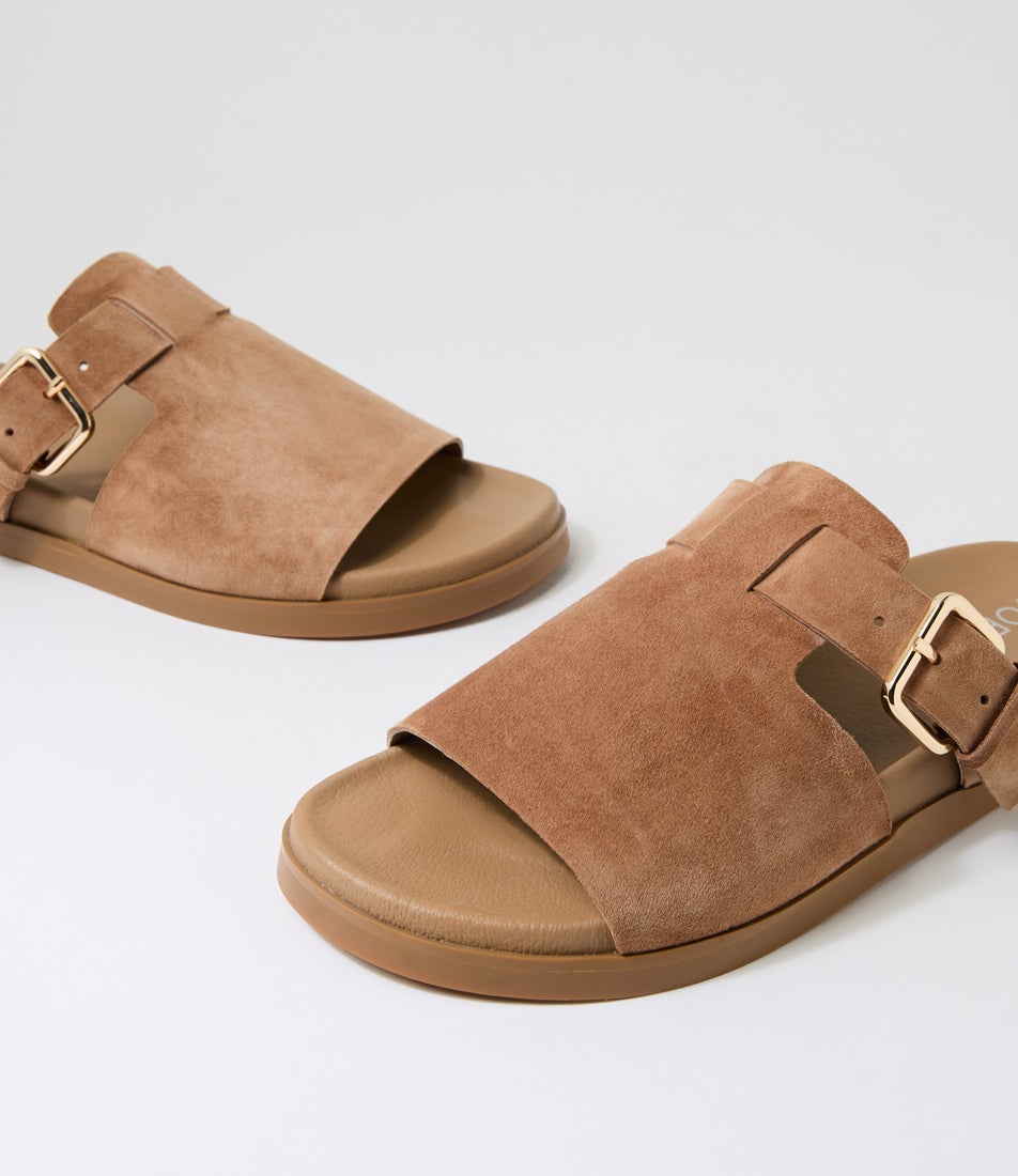 Raimo Light Choc Suede Slides