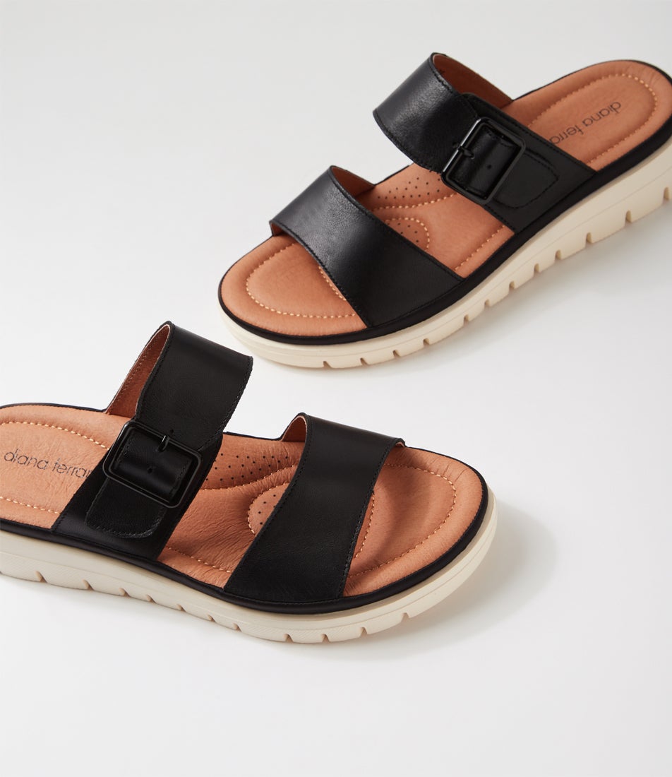 Leeana Black Leather Sandals