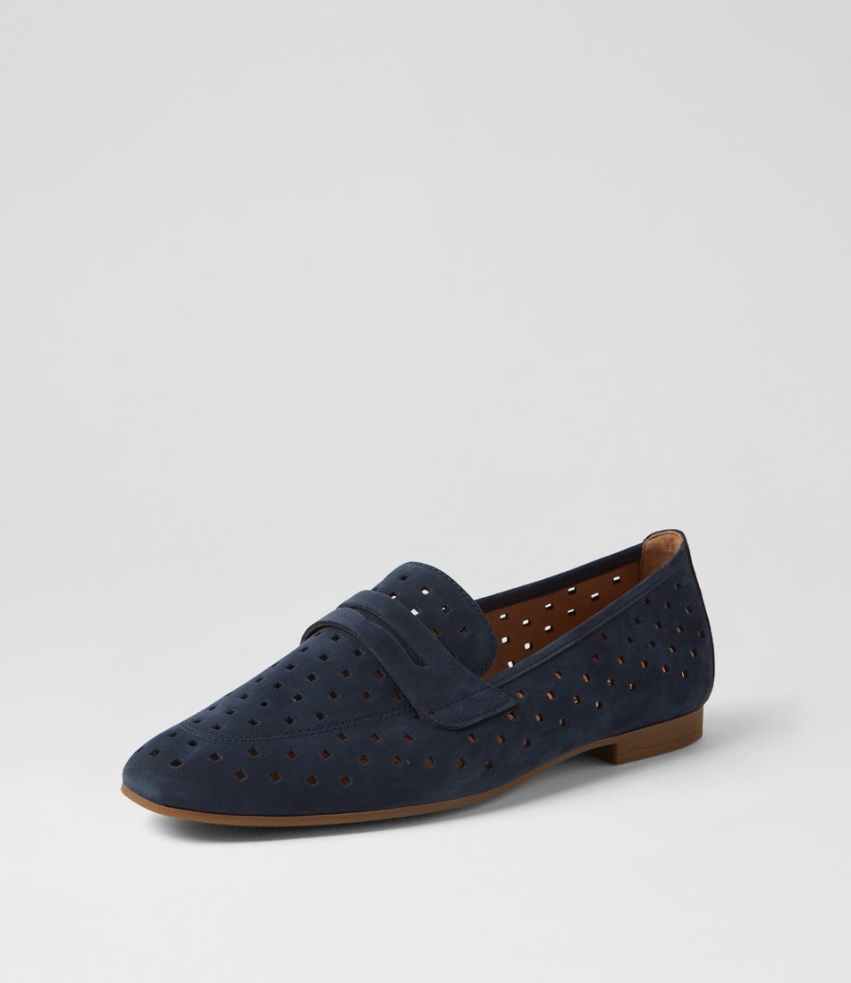 Cecilie Blue Leather Loafers