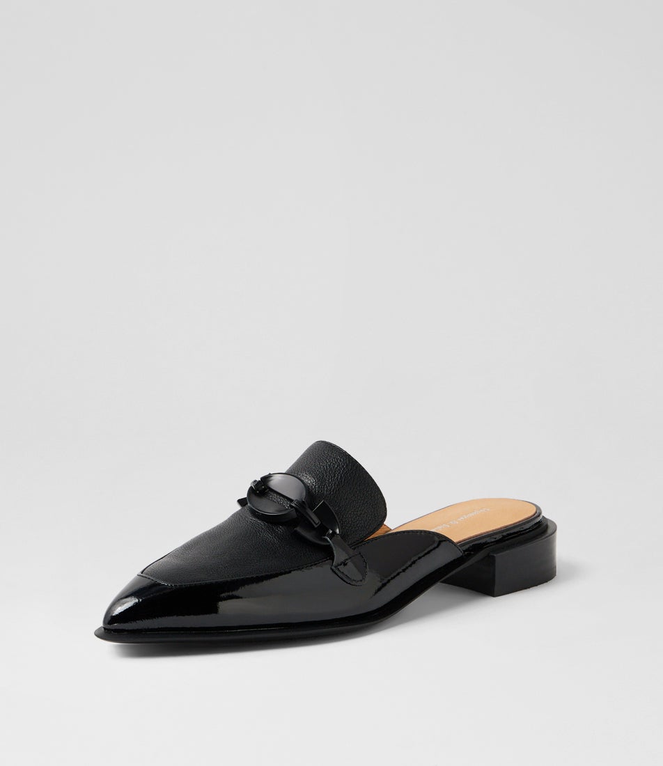 Ebmu Black Patent Leather Mules