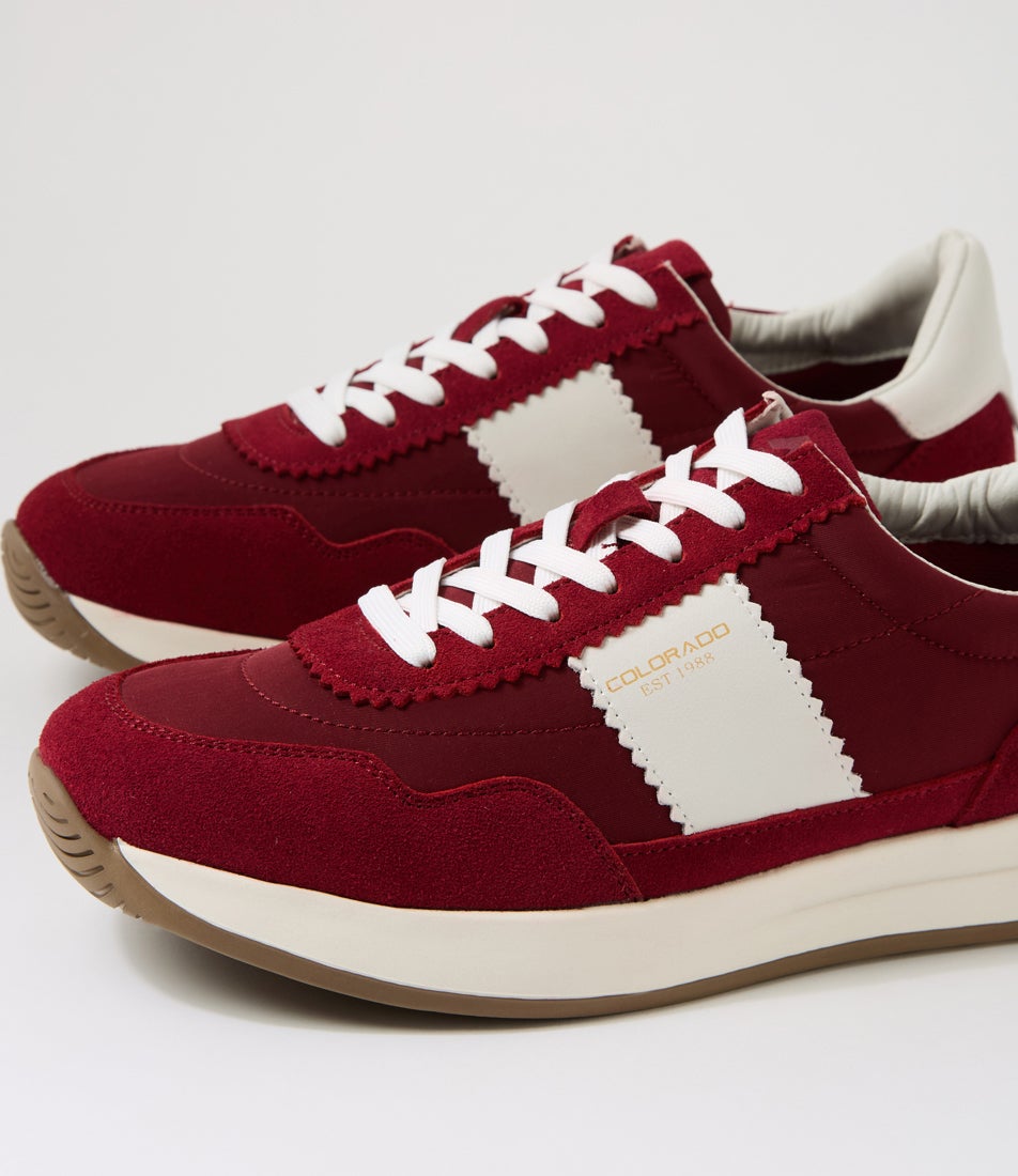 Larny Maroon Suede Nylon Sneakers