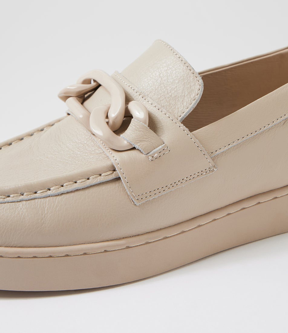 Jumpi Taupe Leather Loafers