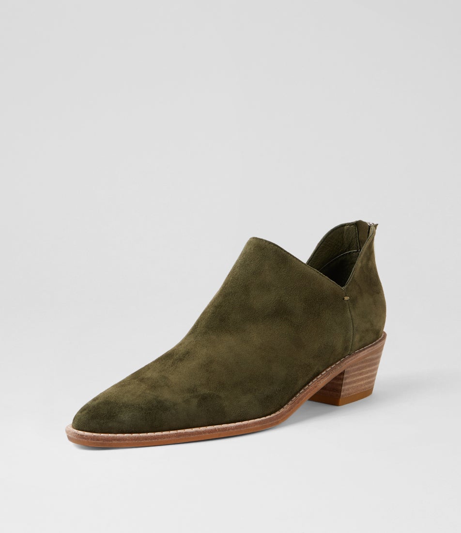 Dolfin Khaki Suede Ankle Boots