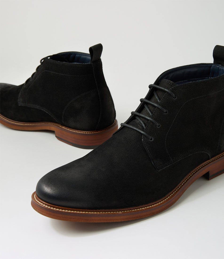 Uphold Black Nubuck Lace Up Boots