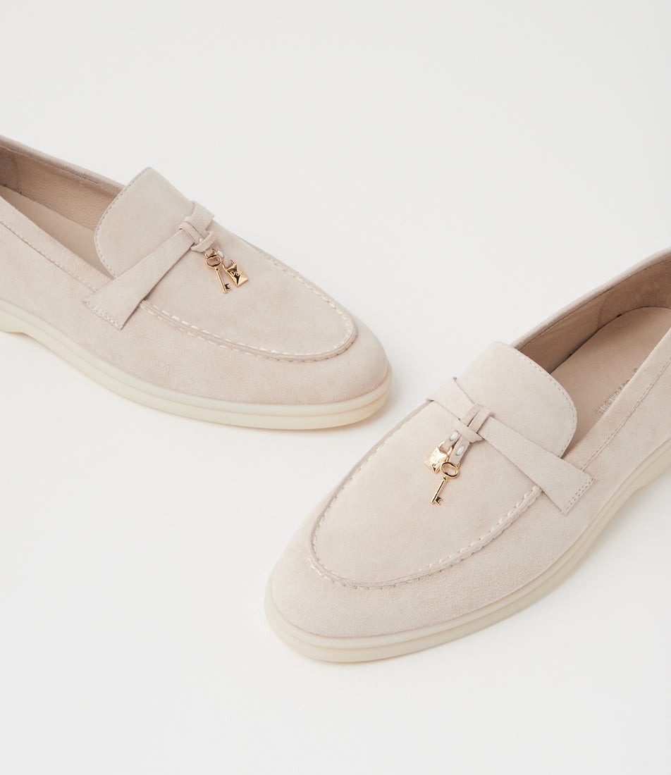 Lydea Beige Suede Loafers
