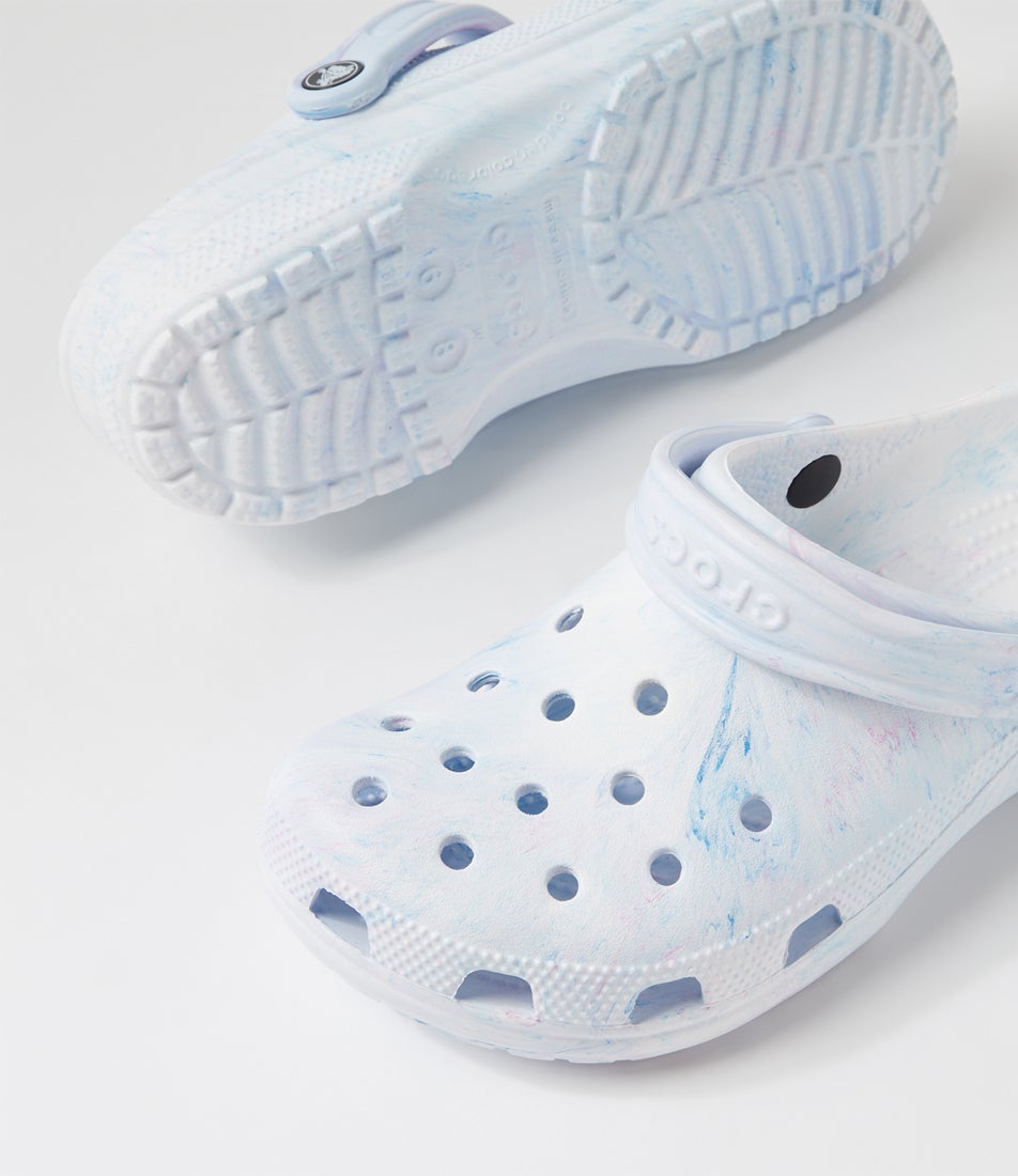 Watercolour Marbled Clog W Blue Multi Croslite Sandals