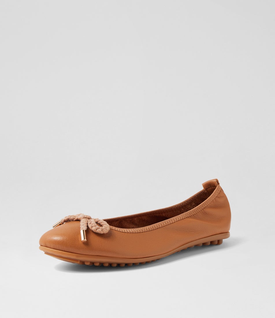 Beyond Dark Tan Leather Ballet Flats