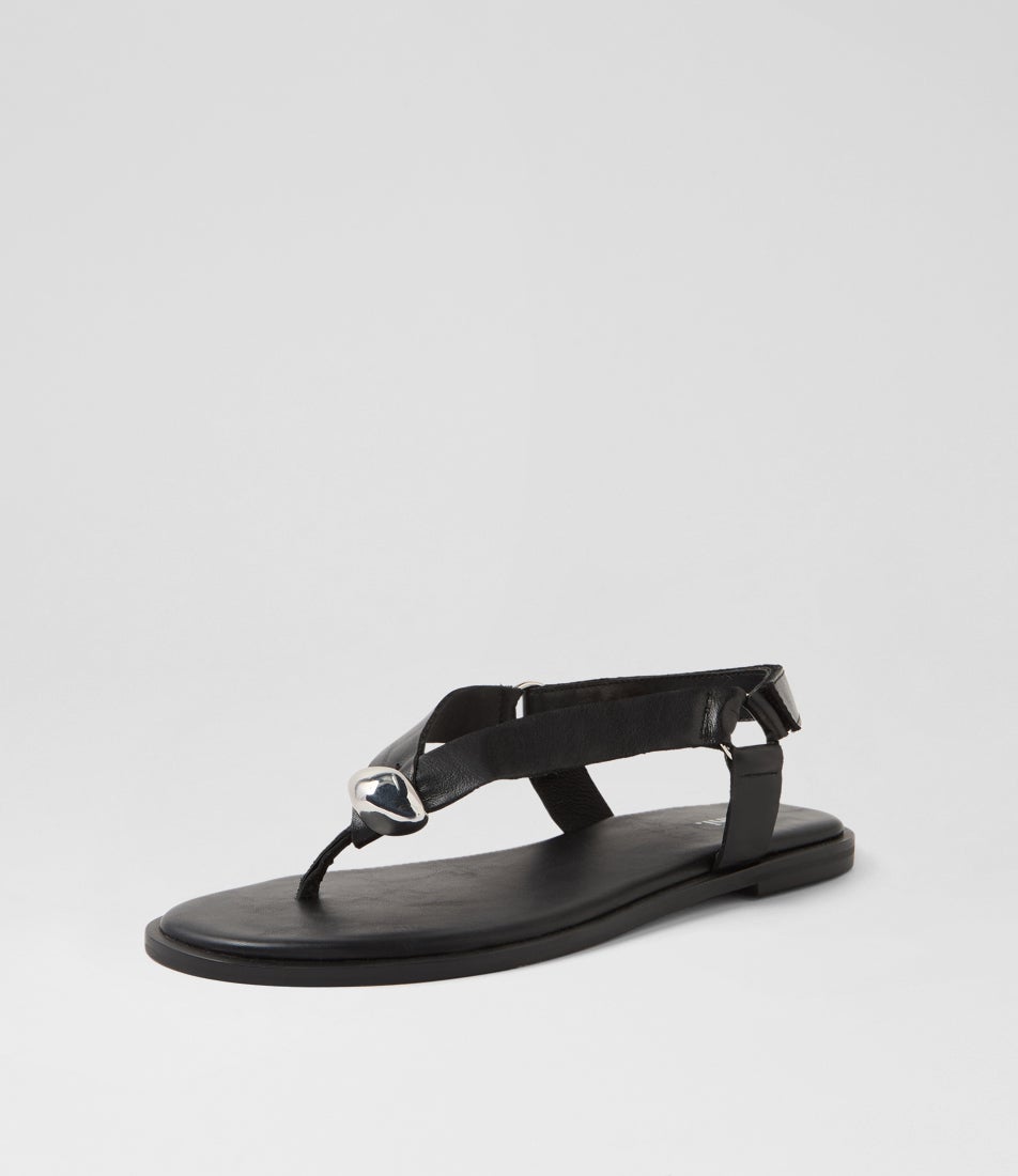 Emblem Black Leather Thongs