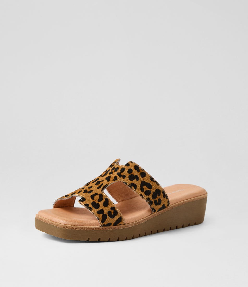 Kerem Tan Leopard Light Choc Pony Sandals