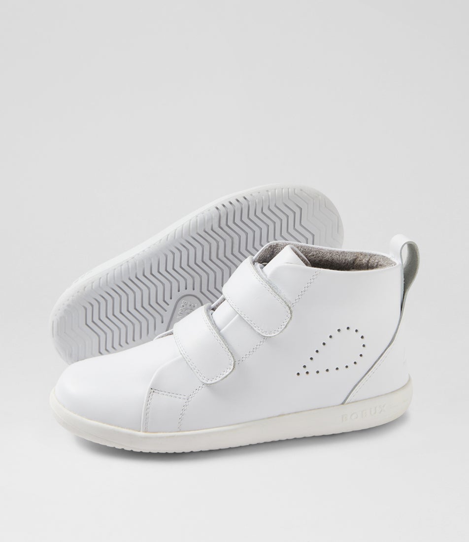 Kp Grass Court High Junior Optical White Leather Ankle Boots
