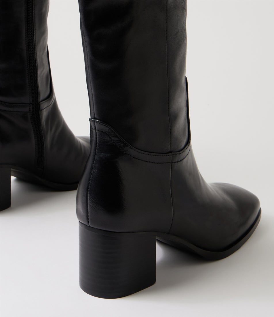 Zaez Black Leather Knee High Boots